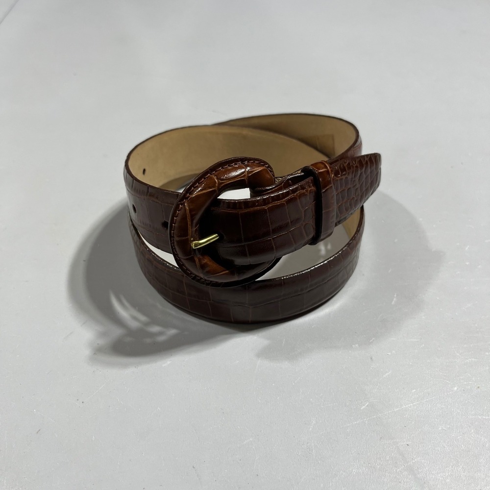 Brooks Brothers Brown Italian Alligator Calfskin Leather Belt Medium Heritage